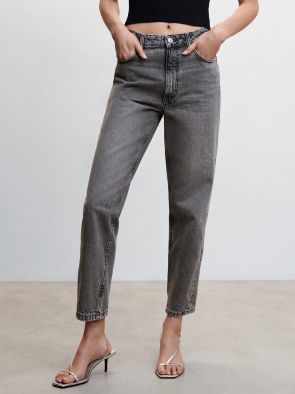 TOPSHOP Moto Mom Gray Denim Jeans 25